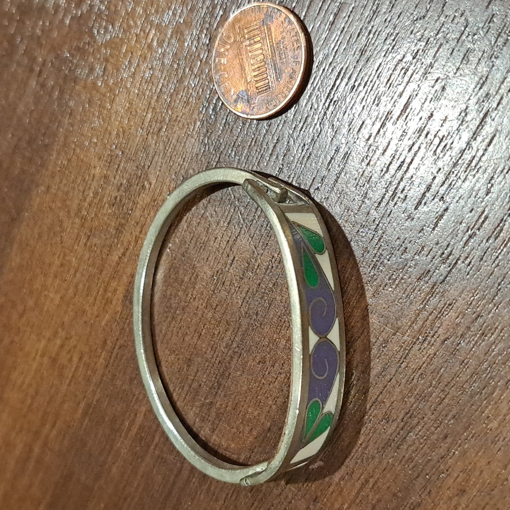 Child Bracelet Mexico 2" across Purple Green White Silver - Picture 7 of 9